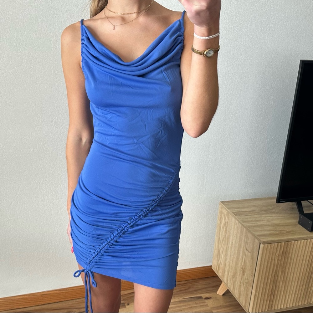 Royal blue body con dress